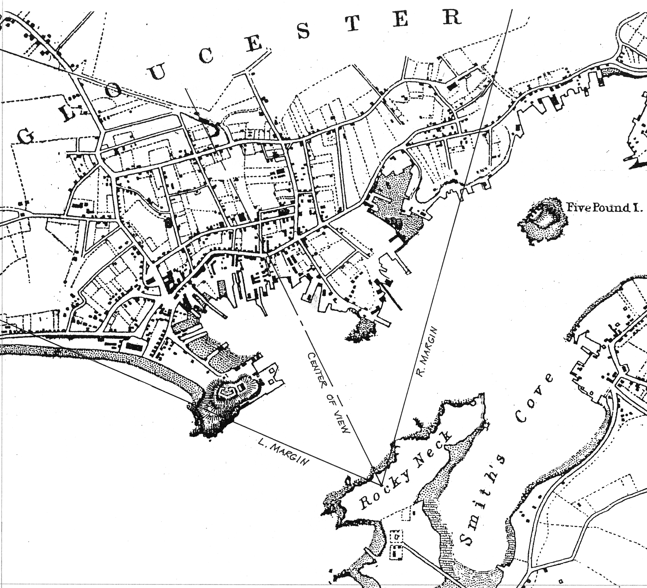 Map showing Lane's viewpoint when creating the lithograph